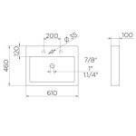 Cuba Apoio Rt1 Retangular Com Mesa 610x460x100mm White - Docol
