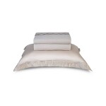 Jogo de Cama Completo - King - Areia - Bordado