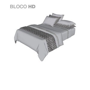 Jogo de Cama Completo - King - Cinza Escuro - Bordado